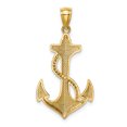 thumbnail image 3 of 14k Yellow Gold Anchor Rope Necklace Charm Pendant Seashore, 3 of 8