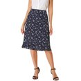 thumbnail image 1 of Unique Bargains Jupe Midi Fendue à Taille Élastique pour Femme à Imprimé Floral avec Ourlet à Volants, 1 of 6