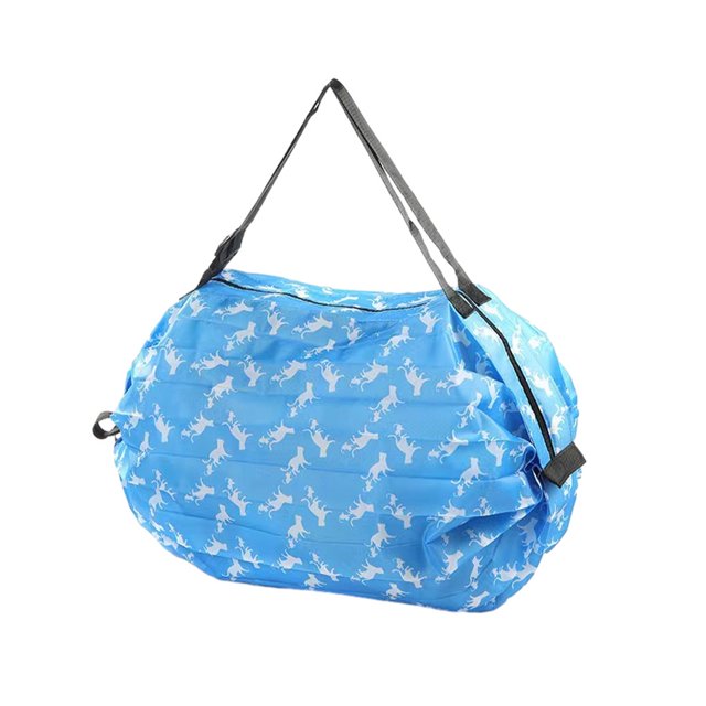 kurtrusly Sac de Rangement Réutilisable Pliable Écologique et Polyvalent Sac de Courses Imperméable en Polyester pour Voyage Sac de Plage Sac à Main Chiot Bleu 1Set