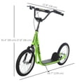 thumbnail image 3 of Aosom Kick Scooter, Kids Ride on Toy w/ 16'' Inflatable Wheel, Green, 3 of 10