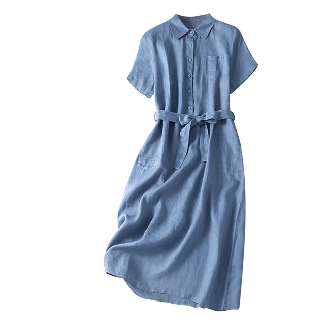 Robe à Manches Longues Femme Col Montant Brodé Coton et Robe Femme Littérature Rétro Fluide Longue Robe Été Longue Robe pour Femme Longue Robe Été pour Femme