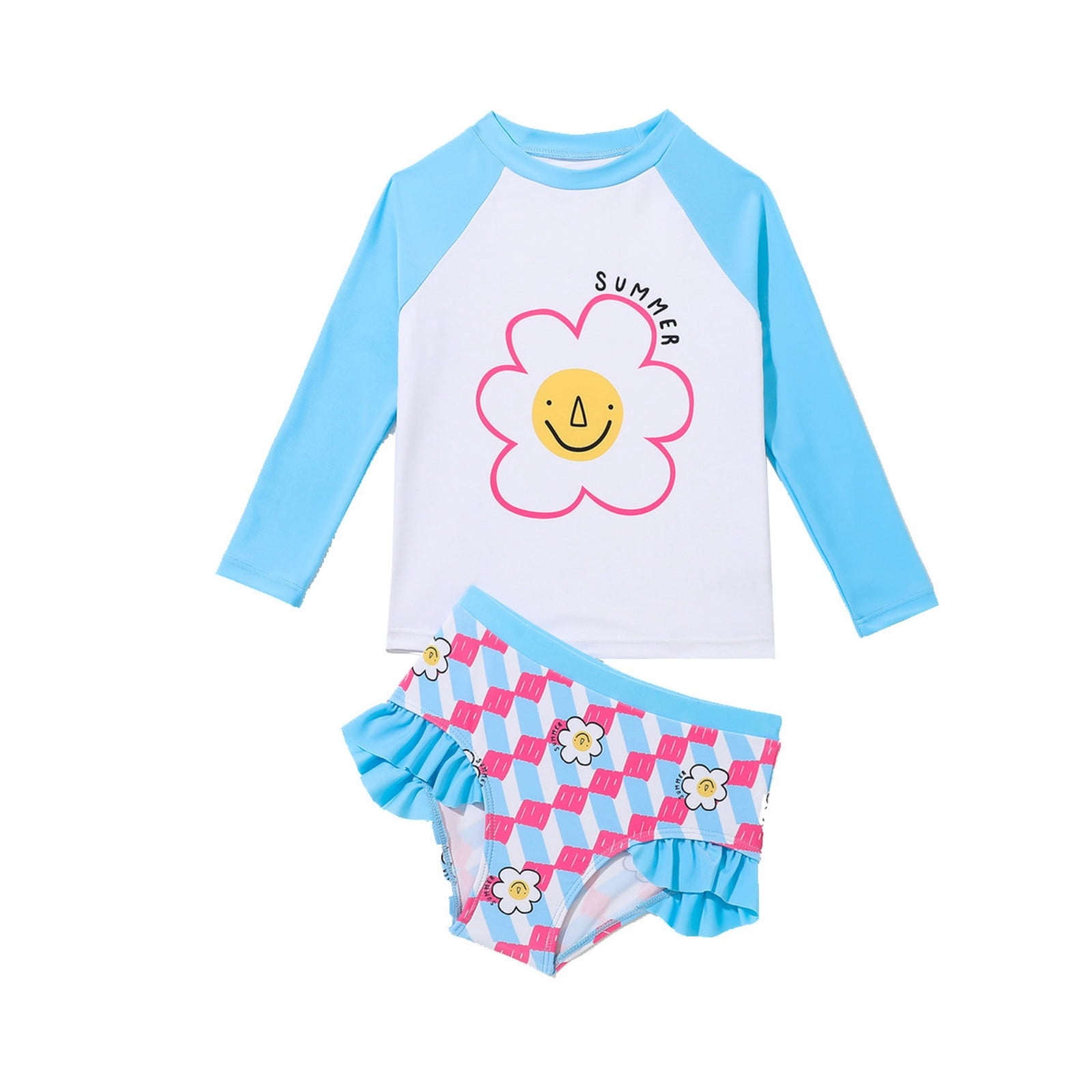 Little Girls Swimsuits 2 Piece Bikini Set Swimsuit Cute Print Bathing Suits 7-8 Years