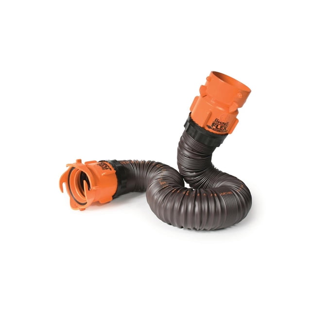 Camco 39765 Sewer Hose RhinoFLEX (TM) 5 Foot Length Extension; 23 Mils Polyolefin Reinforced With Steel Wire; Black Hose; With Swivel Lug and Swivel Bayonet Fittings and Reusable Locking Ring