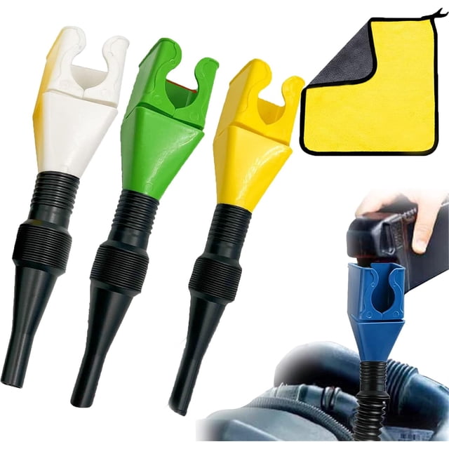 Flexible Draining Tool Snap Funnel, Universal Flexible Draining Oil Snap Plastic Funnel (3PCS-A)