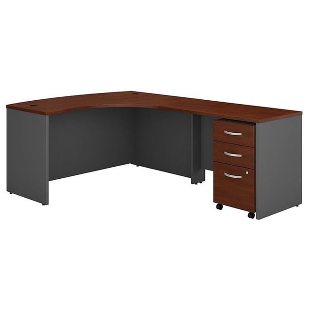 Series C RH Transitional Wood L Shaped Desk with Drawers in Hansen Cherry