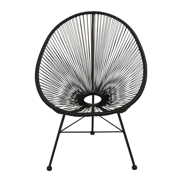 Plata Import Acapulco Chair in Black, Wire Lounge Chair, Plastic Lounge Chair, Beach Lounge Chair, Indoor-Outdoor Lounge Chair, Patio Lounge Chair, Oval Lounge Chair