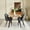 Walnut Table Grey Fabric Chairs, variant on Homy Casa 5-Piece Dining Set, Natural Wooden Kitchen Table with 4 Upholstered High-Back Beige Fabric Dining Chairs, Contemporary Live Edge Design