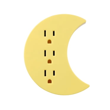 Adaptateur mural d’intérieur en demi-lune jaune à 3 prises de Globe Electric, non compatible avec appareils intelligents