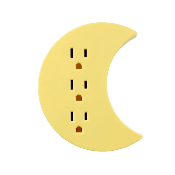 Globe Electric 3-Outlet Yellow Half Moon Indoor Wall Charger Charging Adapter, Not Smart Compatible
