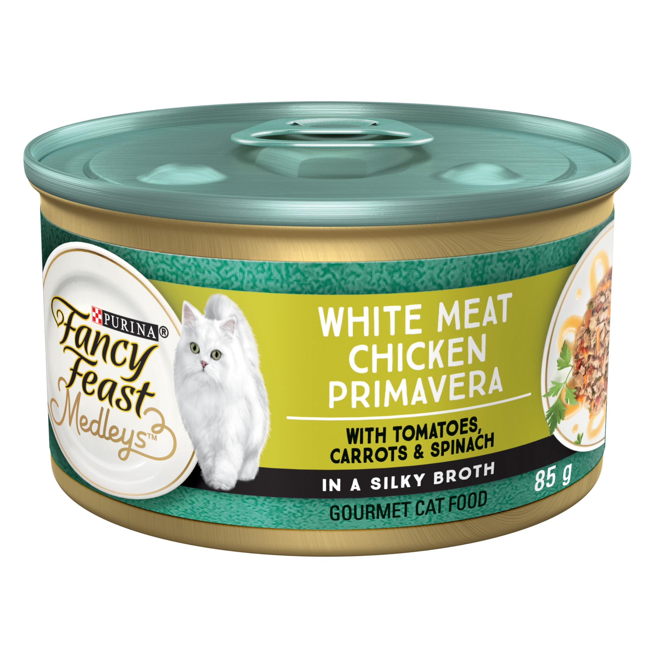 Fancy Feast Medleys White Meat Chicken Primavera in a Silky Broth, Wet Cat Food 85 g