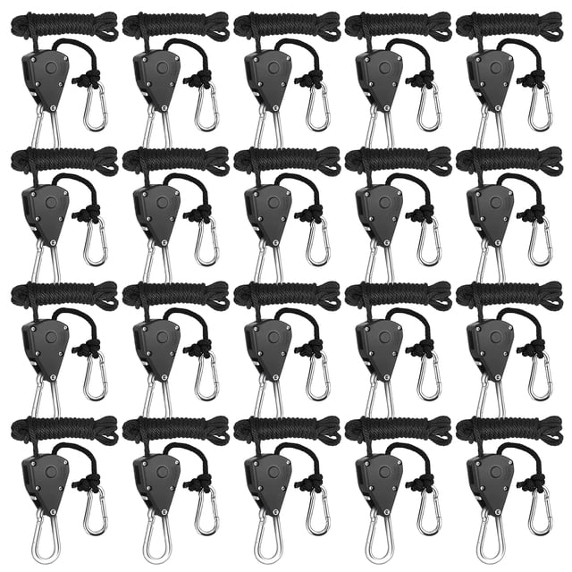 Graflsoa 20-Piece Heavy-Duty Adjustable Rope Pulley Set with 75lb Capacity, 200cm Nylon Rope, Aluminum Carabiners for Multi-Purpose Use
