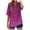 Purple, variant on Women's Loose Button Down Shirts Trendy Summer Half Sleeve Tops V Neck Vintage Printed Blouse Plus Size Tees