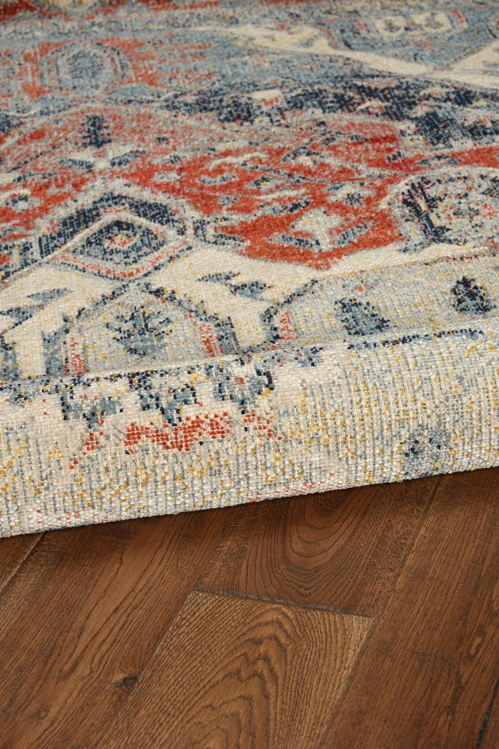 Tapis Grand Zéro Anlow ivoire & bleu de 5 pi x 7 pi 6 po