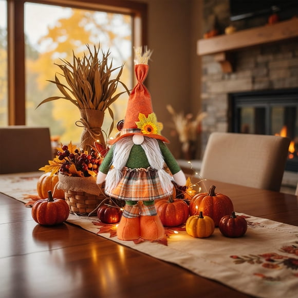 QIPOPIQ Fall Harvest Gnome Plush - Cute Telescoping Fabric Doll Elf Standing Decor, Table Collectible Ornaments, Gift Present