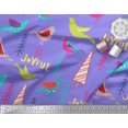 thumbnail image 2 of Soimoi Purple Cotton Voile Fabric Text & Bird Artistic Printed Fabric 1 Yard 42 Inch Wide, 2 of 5