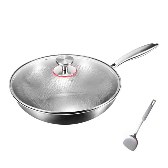 HHBEAUTY Poêle Martelée en Titane Pro avec Couvercle, Casserole en Titane Pur, Poêles Nutritives en Titane Antiadhésives, Résistante aux Rayures, Antiadhésive Résistante, Chauffage Uniforme, pour la Cuisson, Chauffe Rapidement, Cuit Uniformément