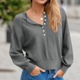 thumbnail image 4 of Longs Chandails pour Femmes Mode pour Femmes Col Rond à Boutons Manches Longues Hauts Unis Chandail à Enfiler Chandail Tendance et Confortable Vêtements d'Hiver Chandails d'Hiver pour Femmes, 4 of 8
