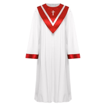 Rswnyirn Robe d'Église Élégante pour Femmes Hommes Prêtres Luthériens Prédicateurs Robes de Ministre Robe de Soirée Rouge M/160