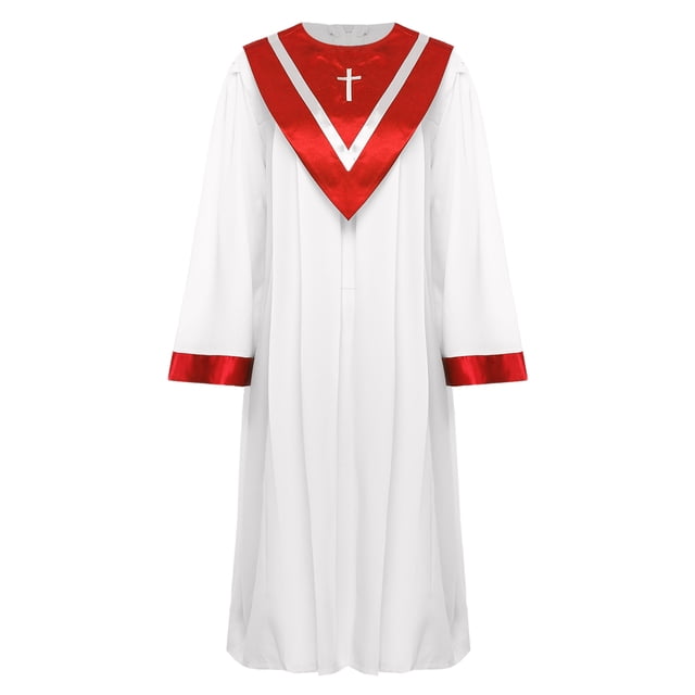 Rswnyirn Robe d'Église Élégante pour Femmes Hommes Prêtres Luthériens Prédicateurs Robes de Ministre Robe de Soirée Rouge M/160