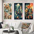 thumbnail image 1 of Designart "Mid Century Innovations Green and Orange II" Modern Midcentury Framed Wall Art Set Of 3 - Green Midcentury Frame Canvas Set For Living Room Decor, 1 of 6