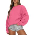 thumbnail image 2 of Mefallenssiah Mode Femmes Décontracté Manches Longues Col Rond Chandail Ample pour Dames Hauts Blouse Rose Vif P, 2 of 7