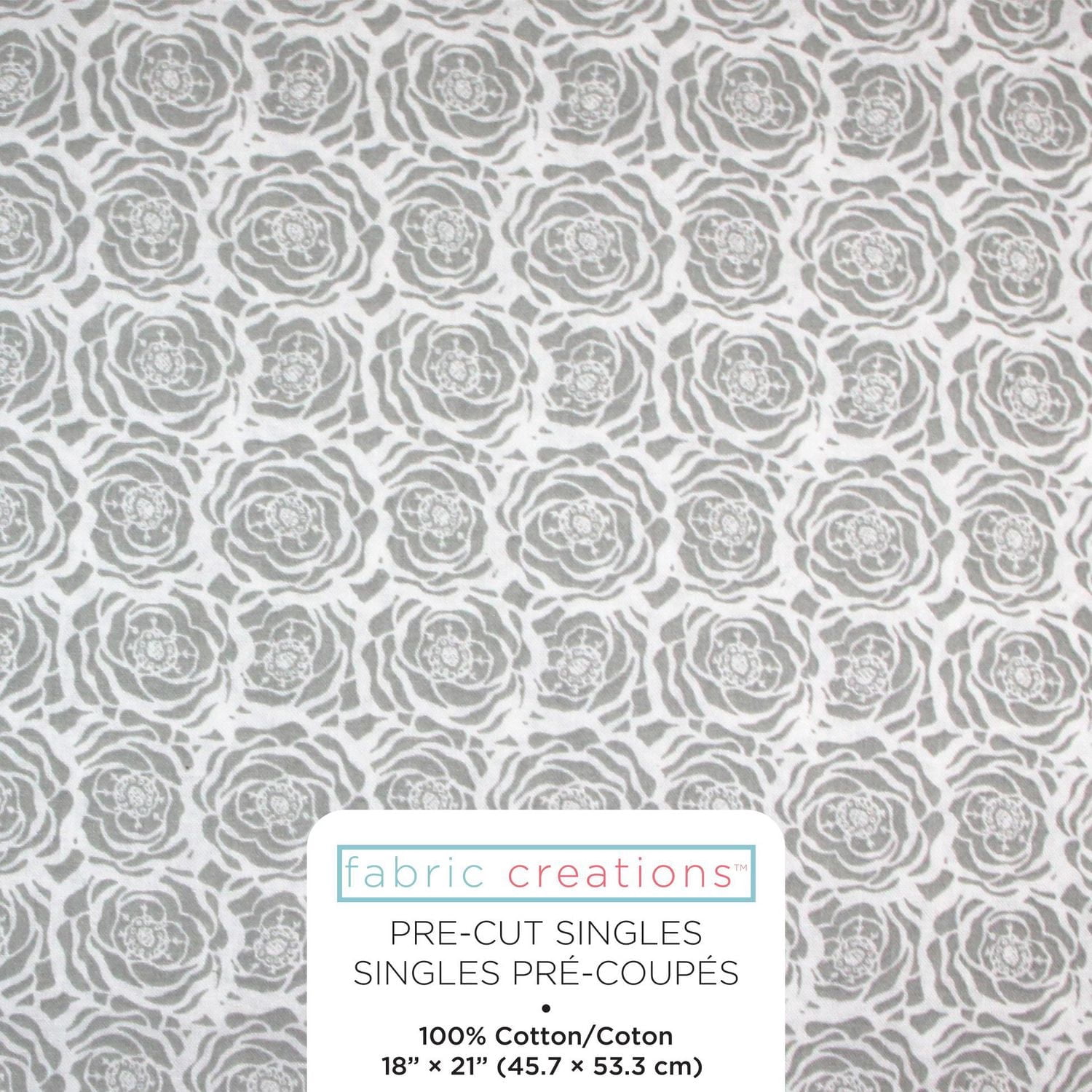 FABRIC CREATIONS fat quarter en coton 45 × 53 cm (18 × 21 in) gris Floral, 18x21