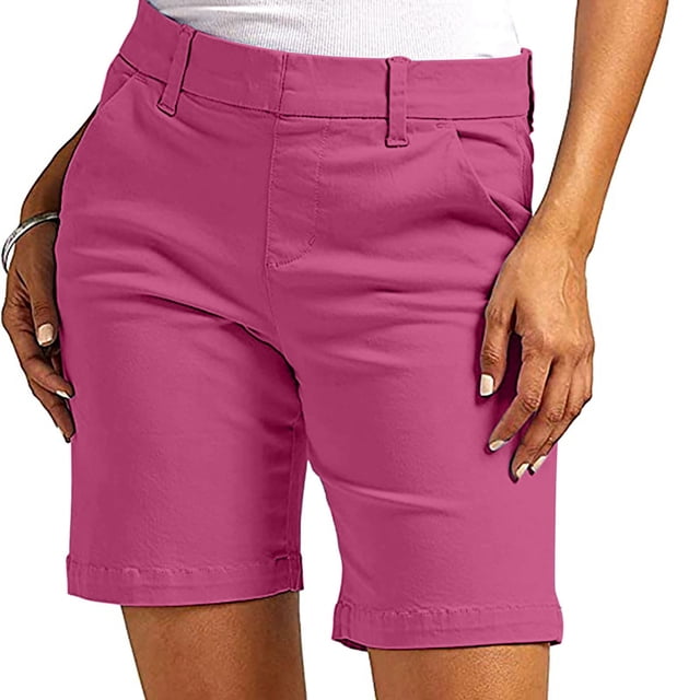 Shorts pour Femmes Liquidation Grande Taille Shorts en Sergé Extensible pour Femmes Taille Fine à Enfiler Coupe Régulière Shorts de Randonnée Été Décontractés avec Poches en Liquidation