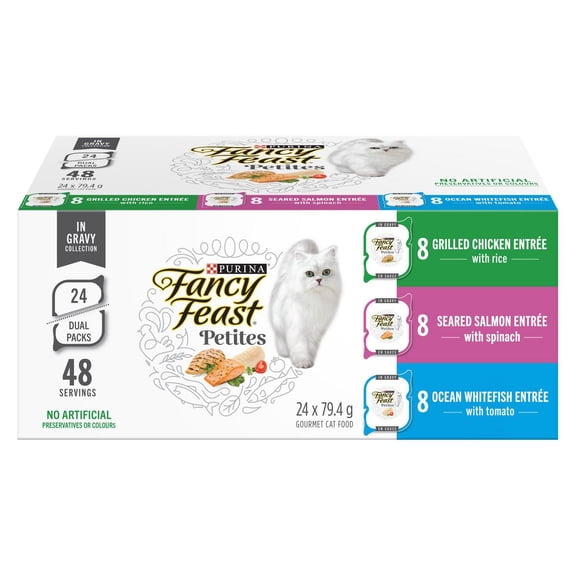Fancy Feast Petites Gravy Collection Variety Pack, Wet Cat Food 24 X 79.4g