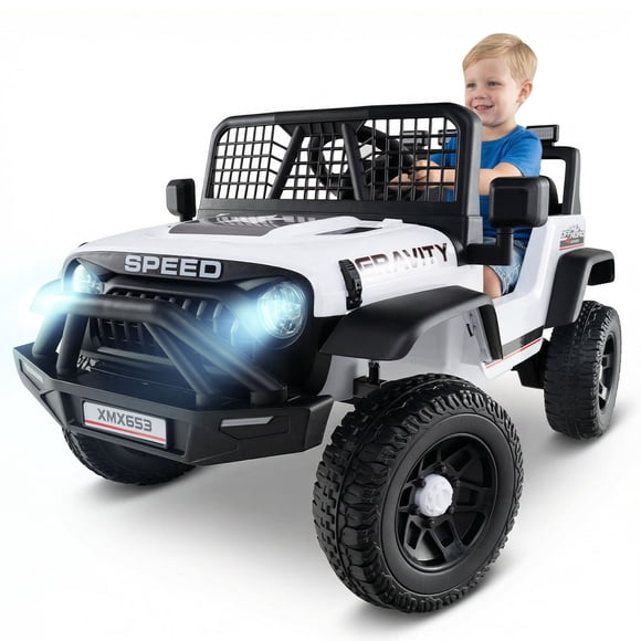 OLAKIDS Voiture Électrique 24 V avec Télécommande, Bluetooth, Lumières DEL, Klaxon, Suspension à Ressort, Vitesses Haute/basse, Démarrage en Douceur pour Enfants de 3 Ans et Plus