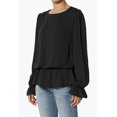thumbnail image 3 of TheMogan Blouse en Chiffon à Manches Longues Bouffantes pour Femmes, Taille Froncée, Volants, Peplum, 3 of 7