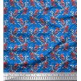 thumbnail image 1 of Soimoi Blue Poly Georgette Fabric Branches & American Robin Bird Decor Fabric Printed BTY 52 Inch Wide, 1 of 3