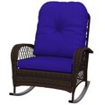 thumbnail image 1 of Outdoor Wicker Rattan Rocking Chair with Thick Dark Blue Cushions, Heavy-Duty Steel Frame Patio Rocker for Garden, Backyard, Porch and Conservatory, 29.5"W x 38.6"D x 35.8"H, 1 of 7
