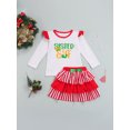 thumbnail image 2 of FOCUSNORM Tenue de Noël pour Petites Filles, Haut à Manches Volantes, Jupe à Rayures, 2 of 8