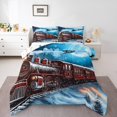 thumbnail image 1 of Erosebridal Christmas Train Bedding Full Comforter Set, Moon Print Down Comforter, Winter Snowflake Decor, 3-Piece, 1 of 6