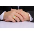 thumbnail image 2 of RYLOS Men's Rings 14K Yellow Gold Classic 7X5MM Oval Gemstone & Diamond Ring Aquamarine March Birthstone Rings For Men, Gold Rings Size 12, 2 of 7