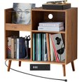 thumbnail image 3 of Weselon Armoire de Rangement pour Disques avec Prise de Courant, Support pour Tourne-Disque, Table pour Tourne-Disque Pouvant Contenir jusqu'à 250 Albums, Étagère d'Exposition pour Tourne-Disque avec Pattes en Bois pour Salon Chambre, Brun Noyer, 3 of 6