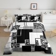 thumbnail image 2 of YST Abstract Geometric Down Comforter Full Black White Grey Marble Grid Bedding Set Silver Gray Stripe Check Comforter Setfor Kids Adults,Geometry Square Quilt Set Modern Room Decor, 2 of 6