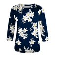 thumbnail image 4 of TIMIFIS Hauts pour Femmes Manches 3/4 Décontractés Coupe Ample Tuniques Col Rond T-shirt Automne, 4 of 5