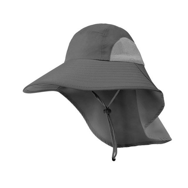 Wide Brim Bucket Hat Polyester Fisherman Visor for Vocation Outdoors Fishing Style C Dark Gray