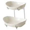 thumbnail image 4 of Siruishop Ceramic Fruit Bowl for Kitchen Counter Fruit Display Stand for Kitchen Snack Argent White 2 Layer, 4 of 8
