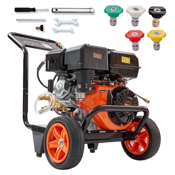 KFFKFF Gas-Powered Pressure Cleaner, 4400 PSI 4.0 GPM, Equipped with Copper Pump, Spray Apparatus and Extension Rod, Comes with 5 Rapid Connect Nozzles