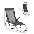 thumbnail image 3 of Outsunny Foldable Patio Lounge Chair, Outdoor Beach Lounger with Breathable Mesh Fabric, Zero Gravity Chair with Reclining, Footrests, and Armrests, for Garden, Pool, Black, 3 of 9