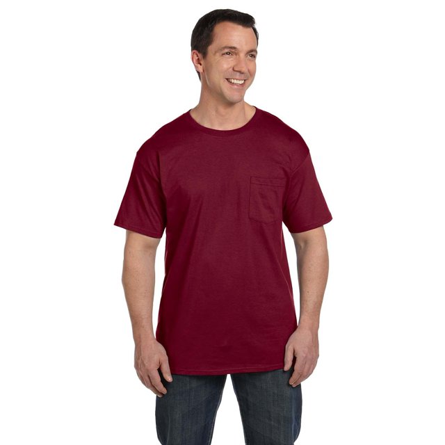 The Hanes 61 oz Beefy-T with Pocket CARDINAL XL