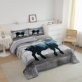 thumbnail image 3 of Hunting Goat Full Size Comforter Set, Wildlife Rustic Animals Soft Bed Set For Sofa, Safari Wooden Plank Breathable Down Comforter For Kids Teens, Trees Blue Mountains Cozy Duvet Insert, 3 of 7