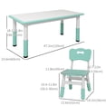 thumbnail image 3 of Qaba Kids Table and 4 Chairs Set with Adjustable Height, Green, 3 of 9
