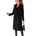 thumbnail image 1 of MAWCLOS Ladies Classic Solid Color Outwear Holiday Lapel Pea Coats Black M, 1 of 3