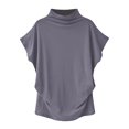 thumbnail image 1 of AMERTEER Blouse Décontractée en Coton à Manches Courtes et Col Roulé pour Femmes, Grande Taille, 1 of 2