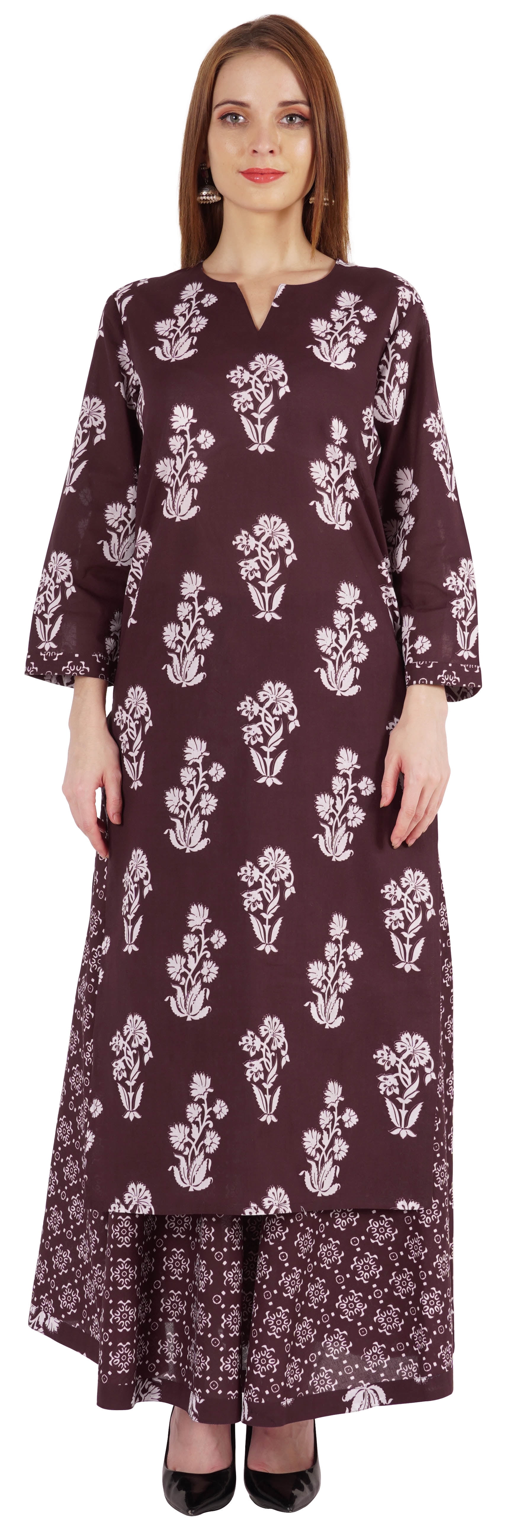 Phagun Ensemble Kurti et Jupe Ethnique Indien en Coton pour Femmes Tenue de Fête Robe Imprimée Tenue Traditionnelle