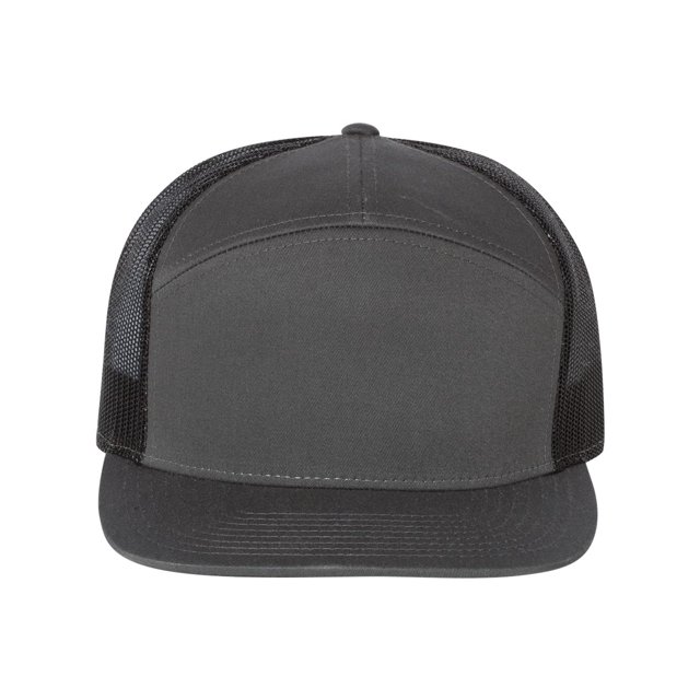 Richardson Seven-Panel Trucker Cap, One Size, CharcoalBlack