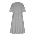 thumbnail image 4 of LOVZFMLL Womens Spring And Summer Round Neck Printing Cotton And Linen Casual Short Sleeved Dress Gray M, 4 of 6